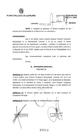 Decreto nº 523 de 2021, GARRO, Julio cesar