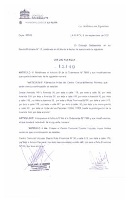 Ordenanza nº 12140 de 2021
