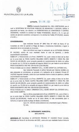 Decreto nº 135 de 2023, GARRO, Julio cesar