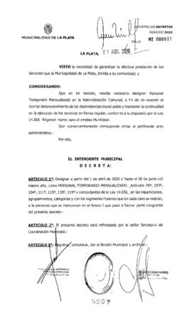 Decreto nº 507 de 2020, GARRO, Julio cesar