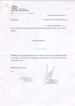 Ordenanza nº 11439 de 2016