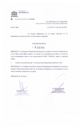 Ordenanza nº 12261 de 2022